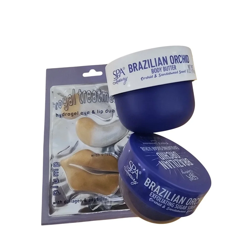 Spa Luxury Brazilian Orchid Body Butter Scrub Set & Spa Scential Mask 4pc Bundle